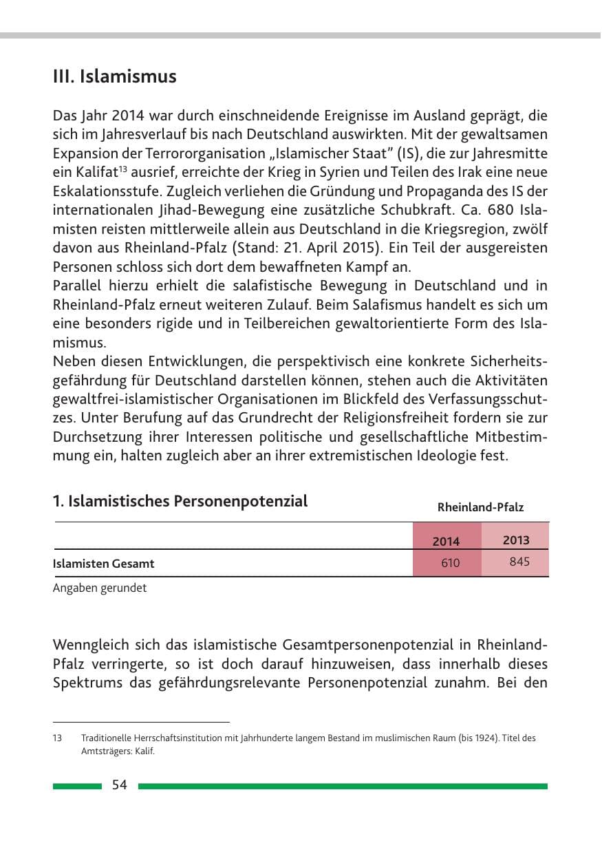 Seite 56 des Verfassungsschutzbericht 2014 Rheinland-Pfalz