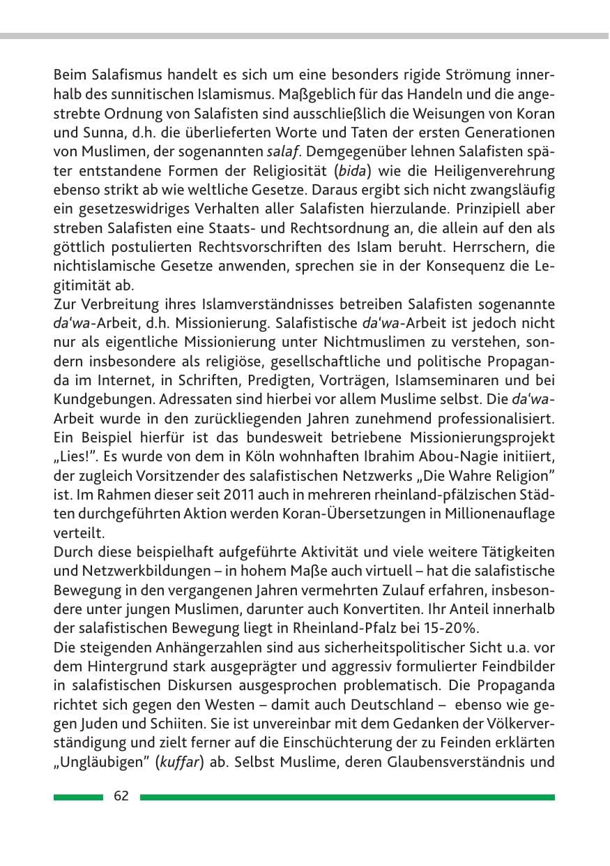 Seite 64 des Verfassungsschutzbericht 2014 Rheinland-Pfalz