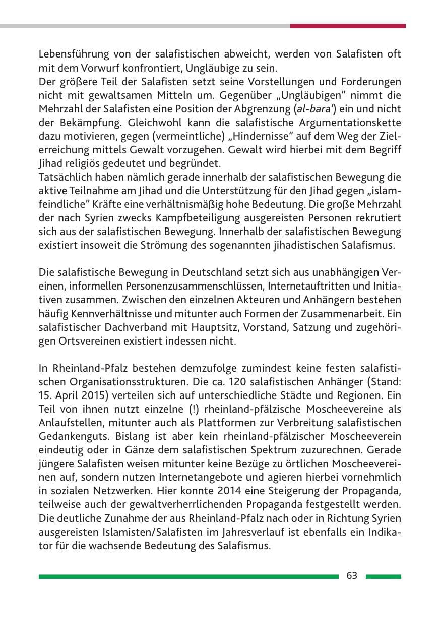 Seite 65 des Verfassungsschutzbericht 2014 Rheinland-Pfalz