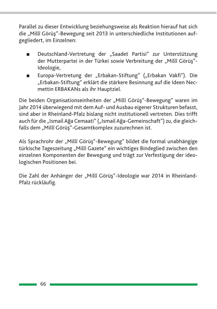 Seite 68 des Verfassungsschutzbericht 2014 Rheinland-Pfalz