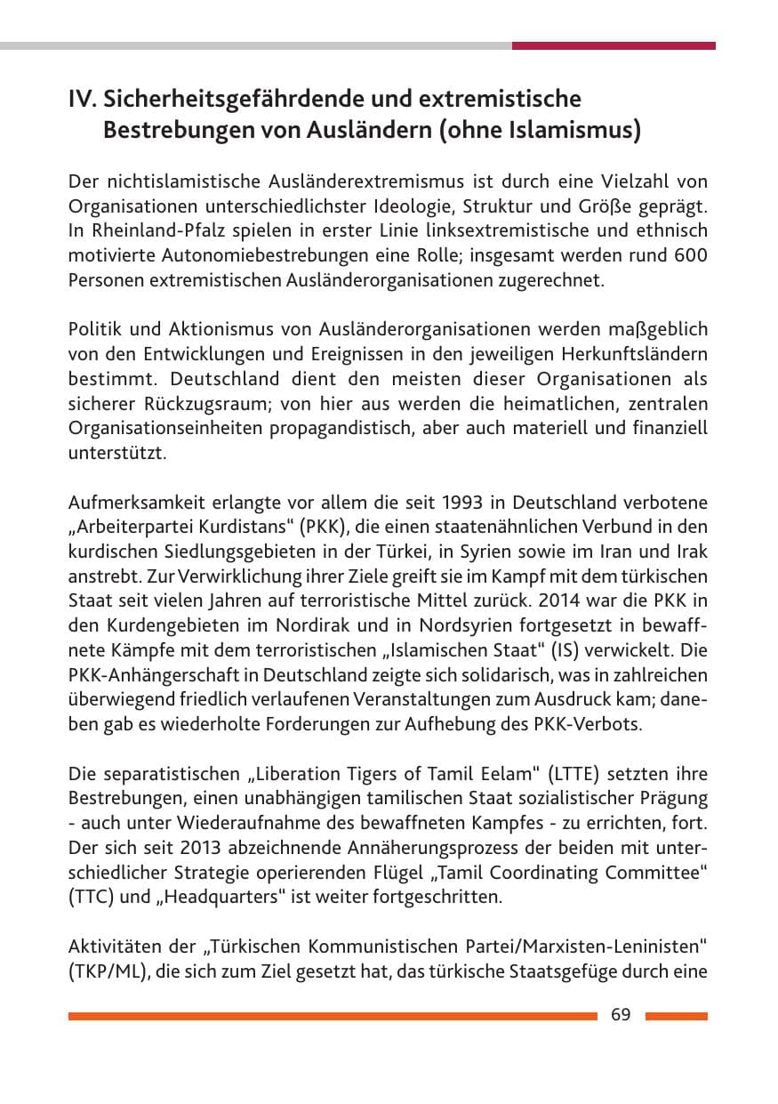 Seite 71 des Verfassungsschutzbericht 2014 Rheinland-Pfalz