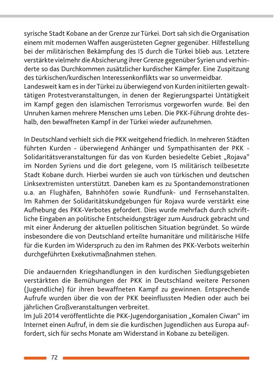 Seite 74 des Verfassungsschutzbericht 2014 Rheinland-Pfalz