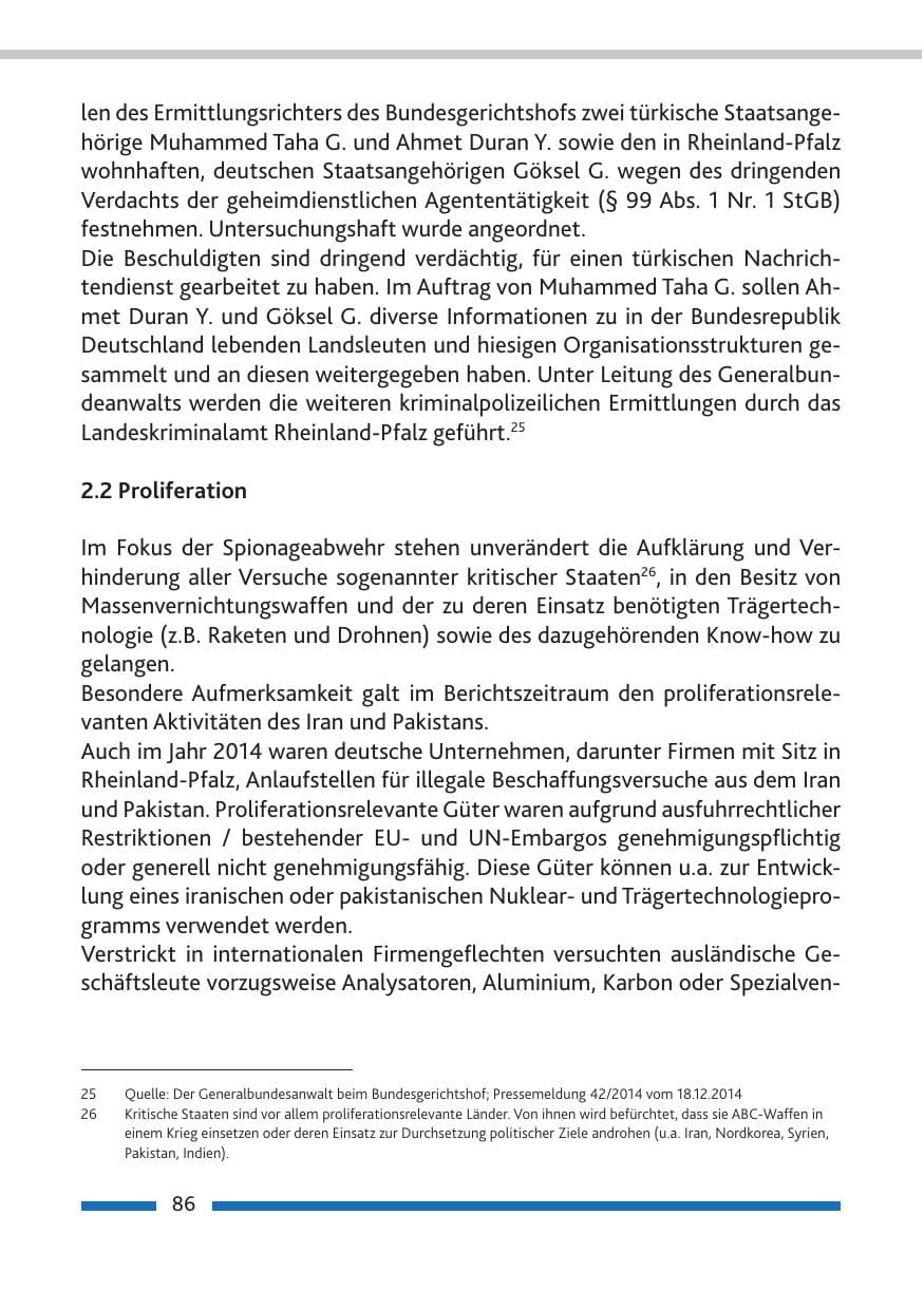 Seite 88 des Verfassungsschutzbericht 2014 Rheinland-Pfalz