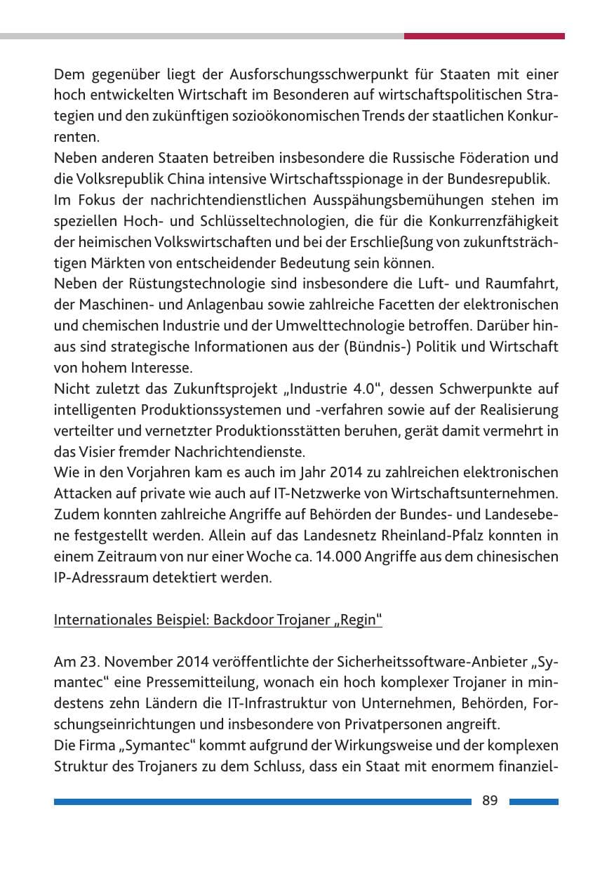 Seite 91 des Verfassungsschutzbericht 2014 Rheinland-Pfalz