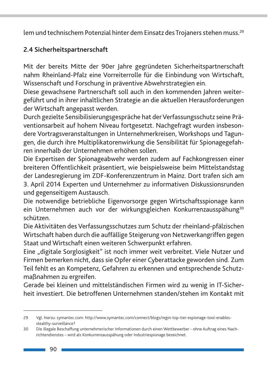 Seite 92 des Verfassungsschutzbericht 2014 Rheinland-Pfalz