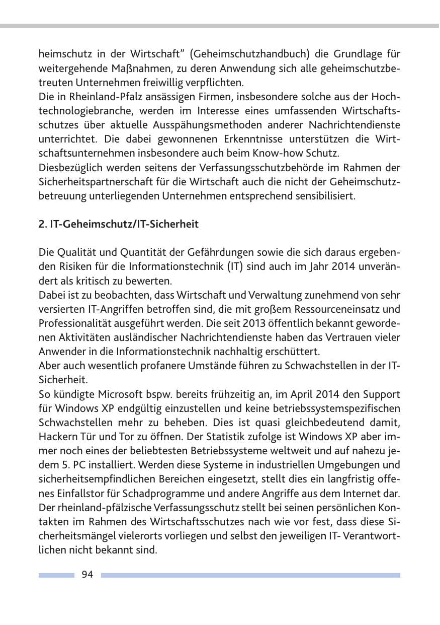 Seite 96 des Verfassungsschutzbericht 2014 Rheinland-Pfalz