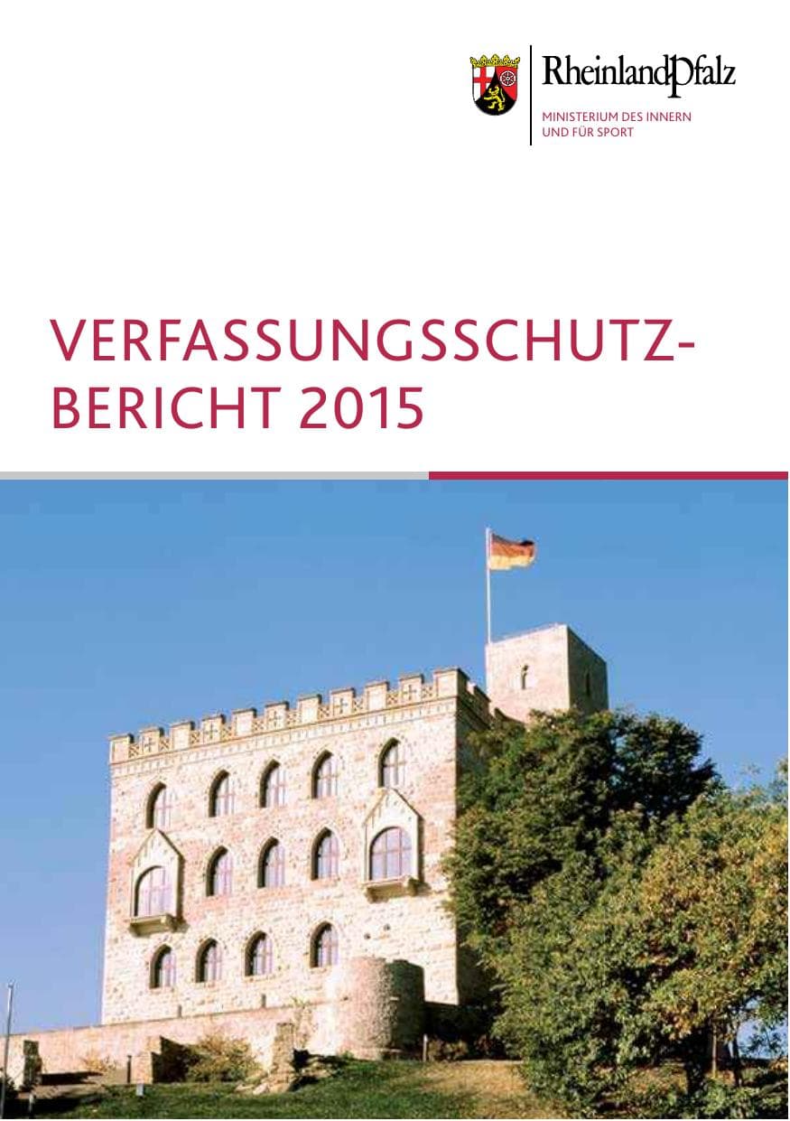 Seite 1 des Verfassungsschutzbericht 2015 Rheinland-Pfalz