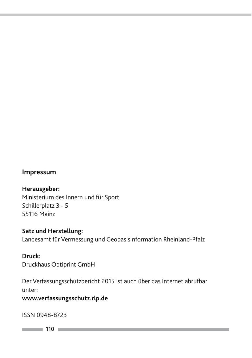 Seite 112 des Verfassungsschutzbericht 2015 Rheinland-Pfalz