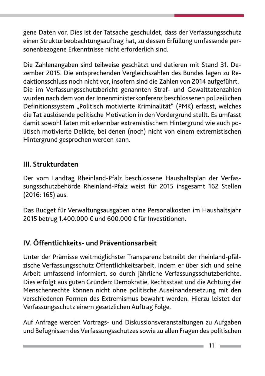 Seite 13 des Verfassungsschutzbericht 2015 Rheinland-Pfalz