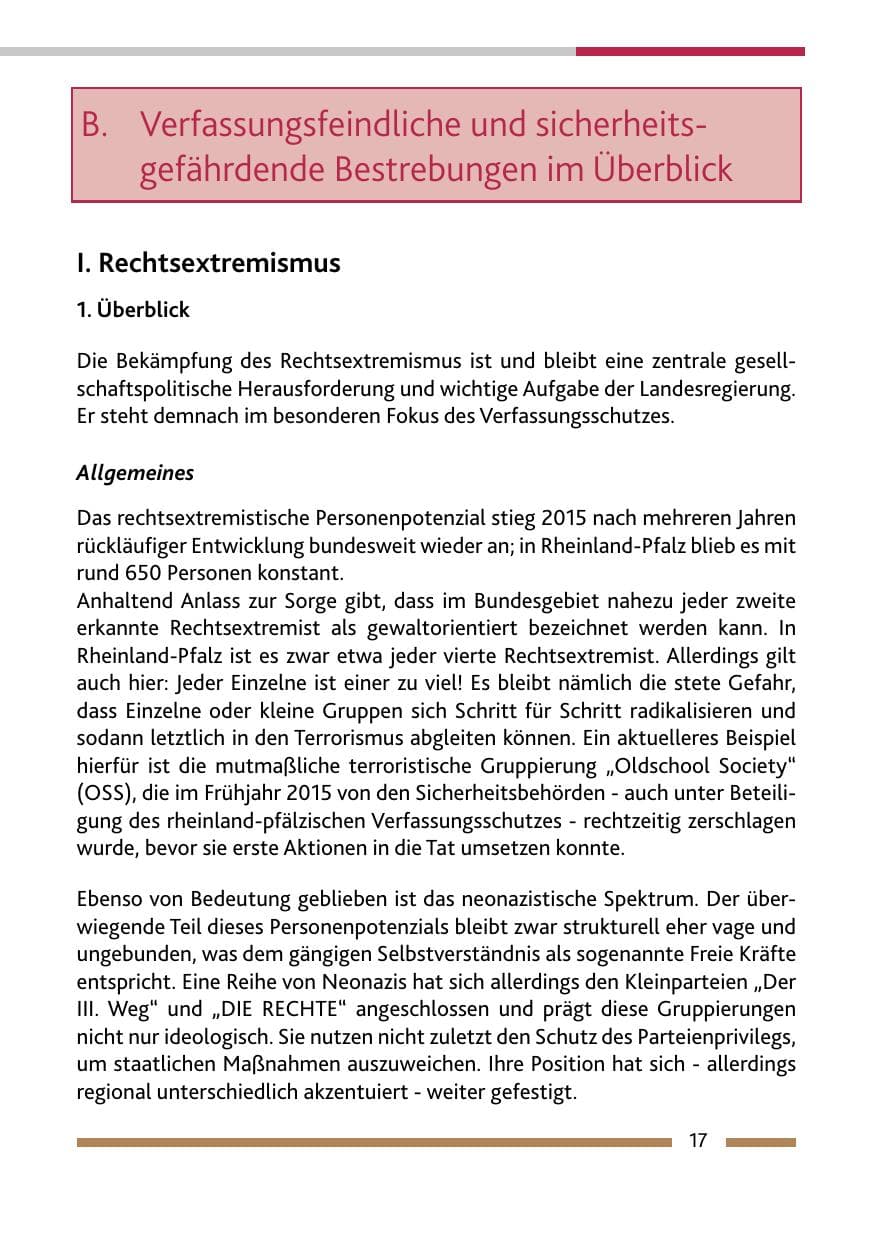 Seite 19 des Verfassungsschutzbericht 2015 Rheinland-Pfalz