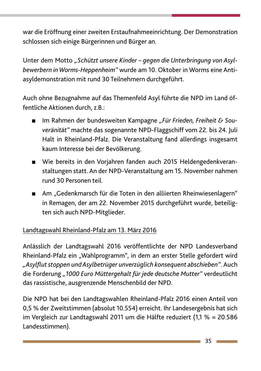 Seite 37 des Verfassungsschutzbericht 2015 Rheinland-Pfalz