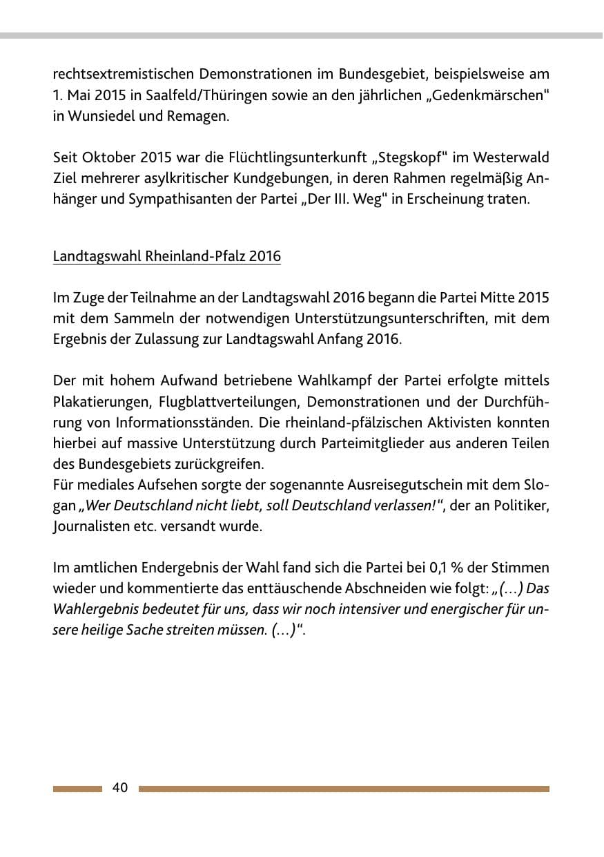 Seite 42 des Verfassungsschutzbericht 2015 Rheinland-Pfalz