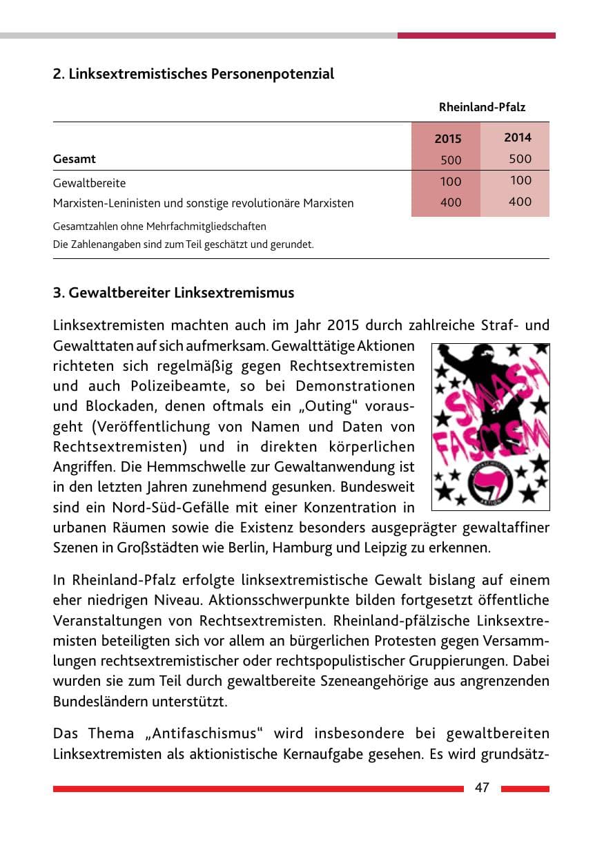 Seite 49 des Verfassungsschutzbericht 2015 Rheinland-Pfalz
