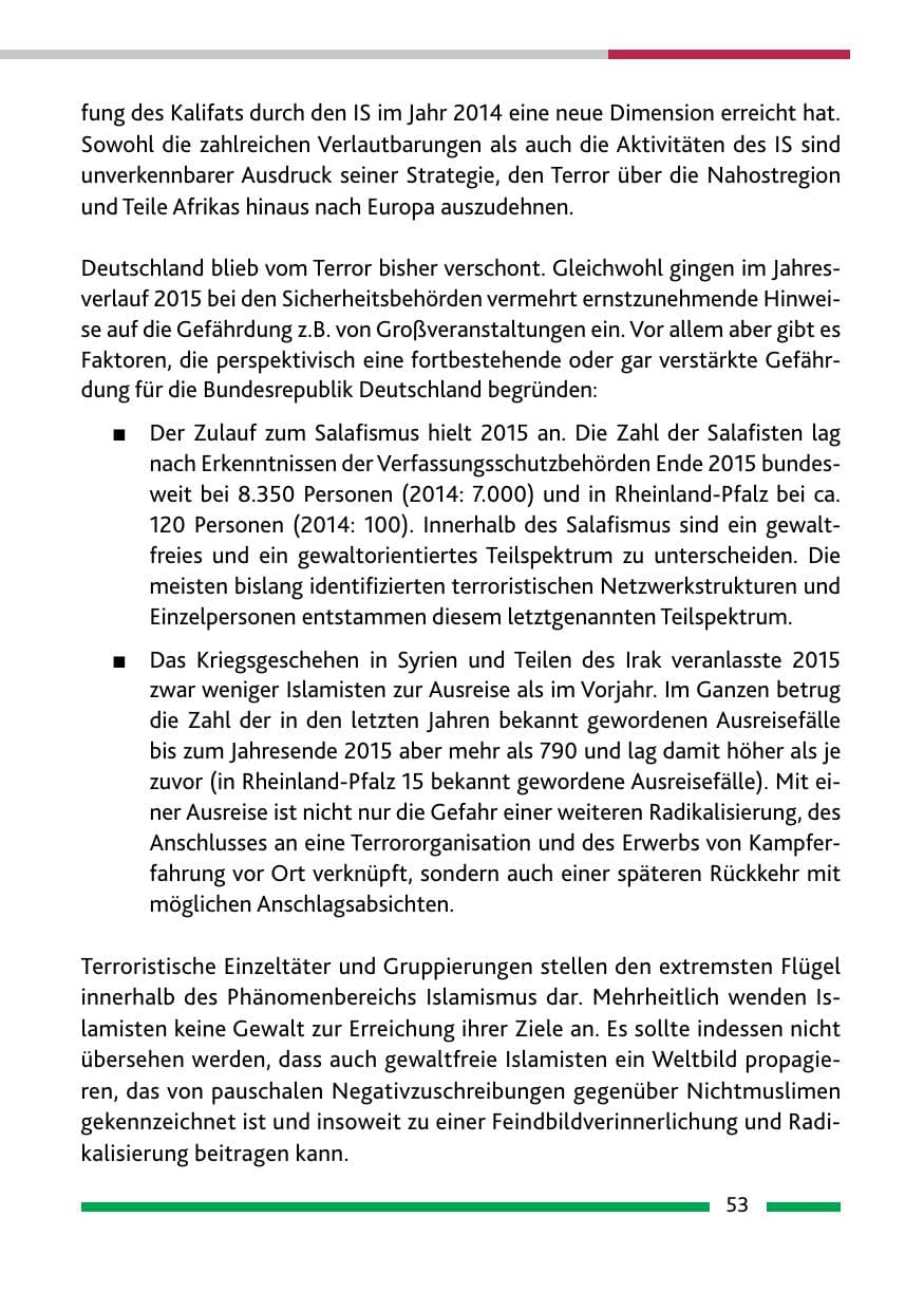 Seite 55 des Verfassungsschutzbericht 2015 Rheinland-Pfalz
