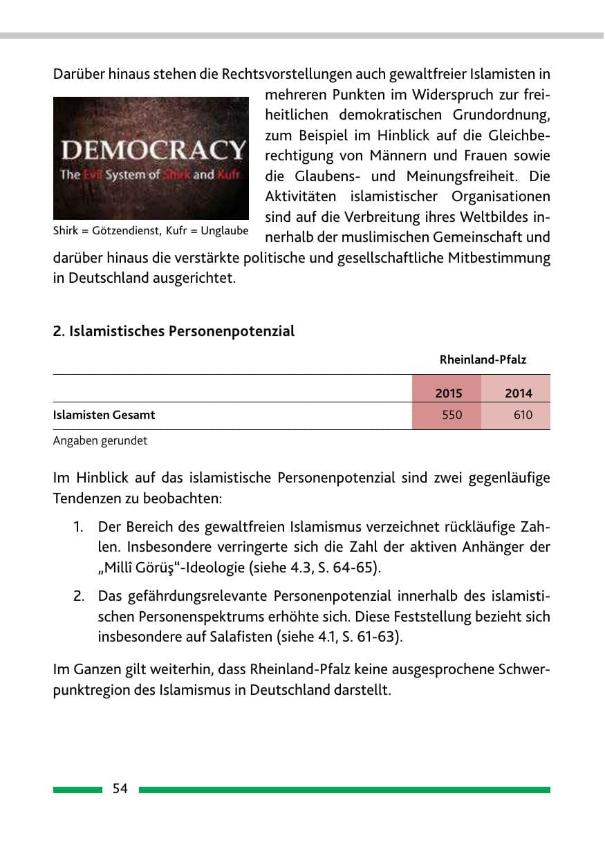 Seite 56 des Verfassungsschutzbericht 2015 Rheinland-Pfalz