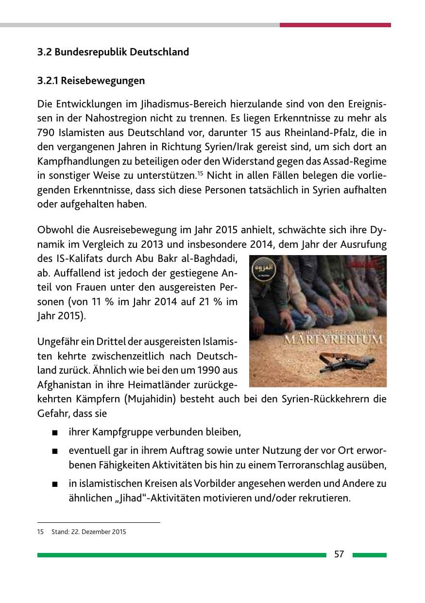 Seite 59 des Verfassungsschutzbericht 2015 Rheinland-Pfalz