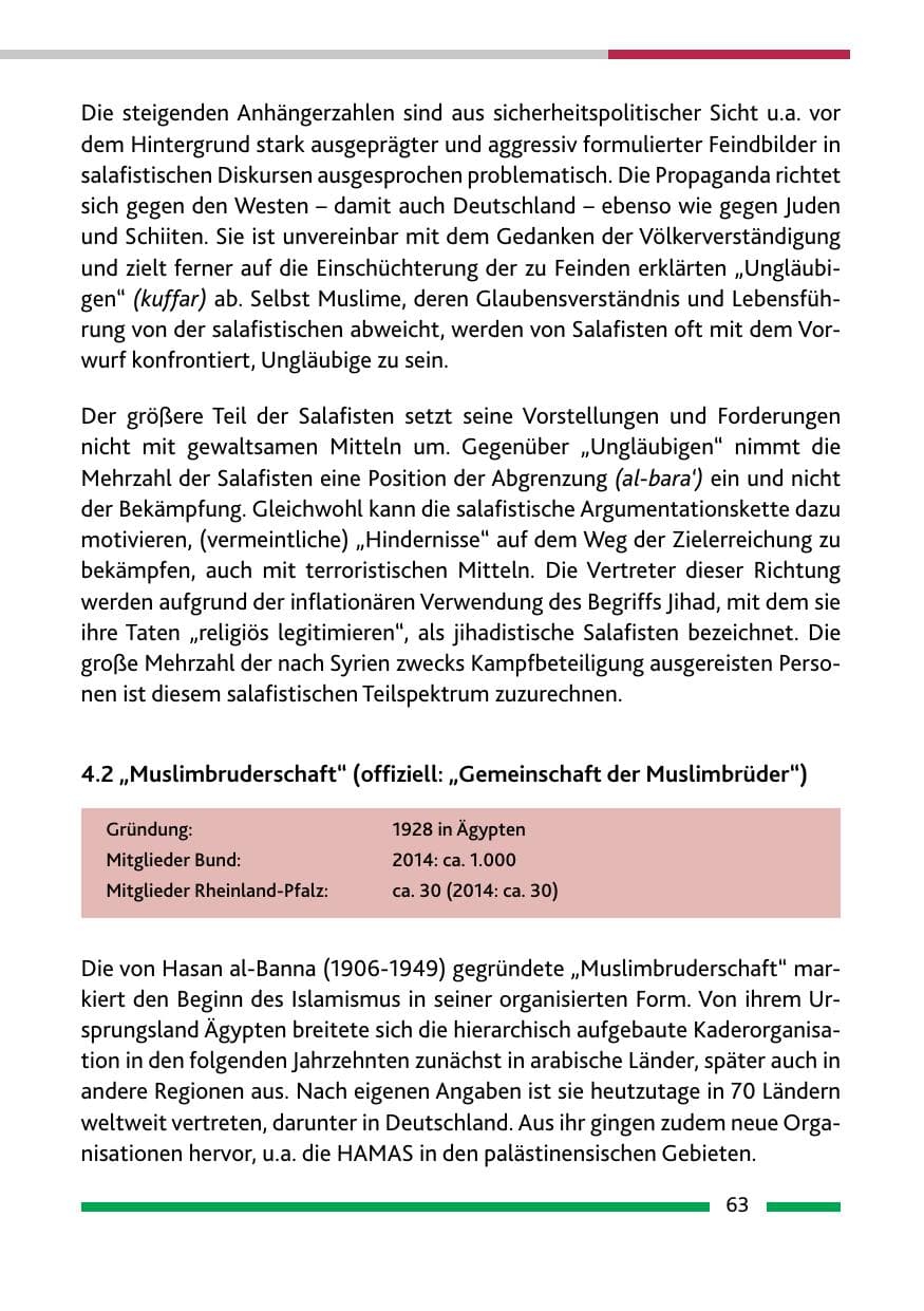 Seite 65 des Verfassungsschutzbericht 2015 Rheinland-Pfalz