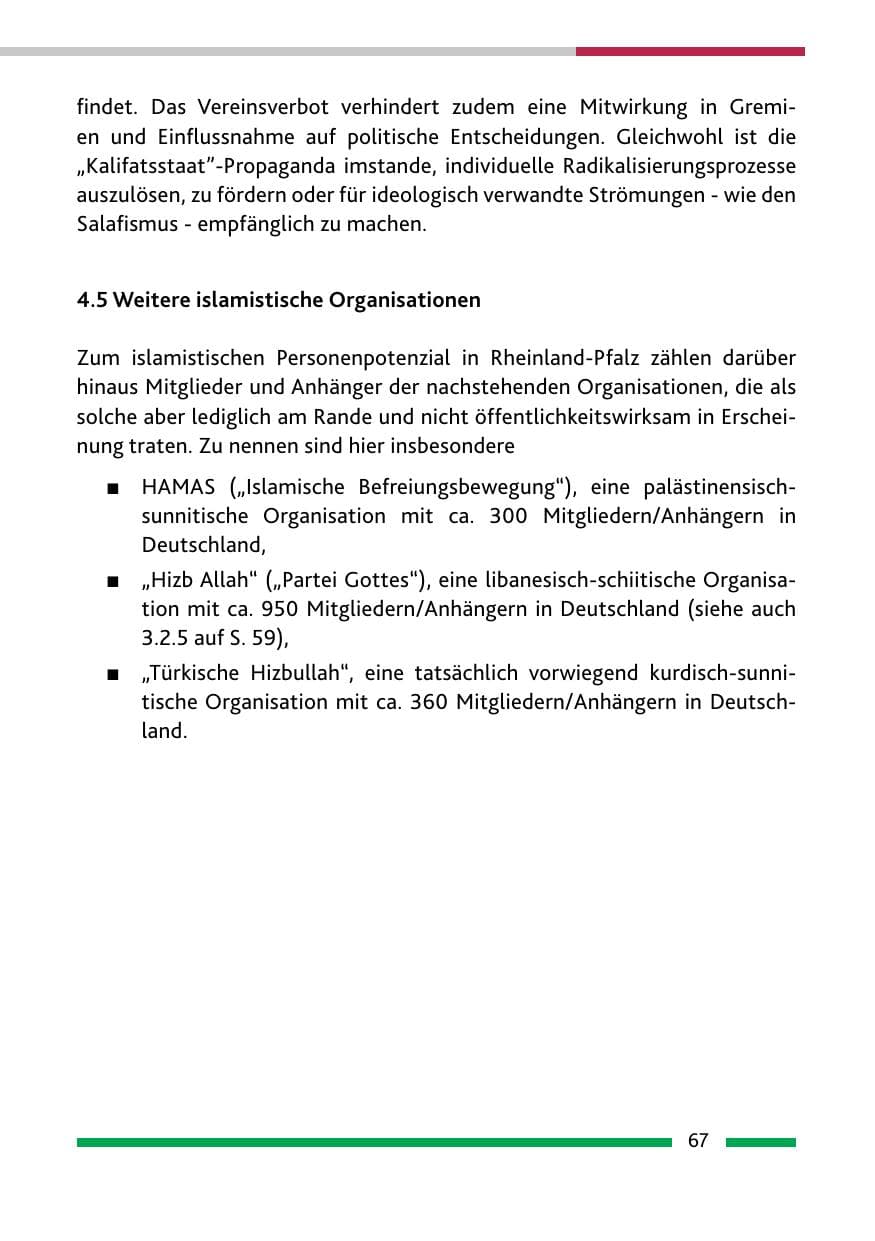 Seite 69 des Verfassungsschutzbericht 2015 Rheinland-Pfalz