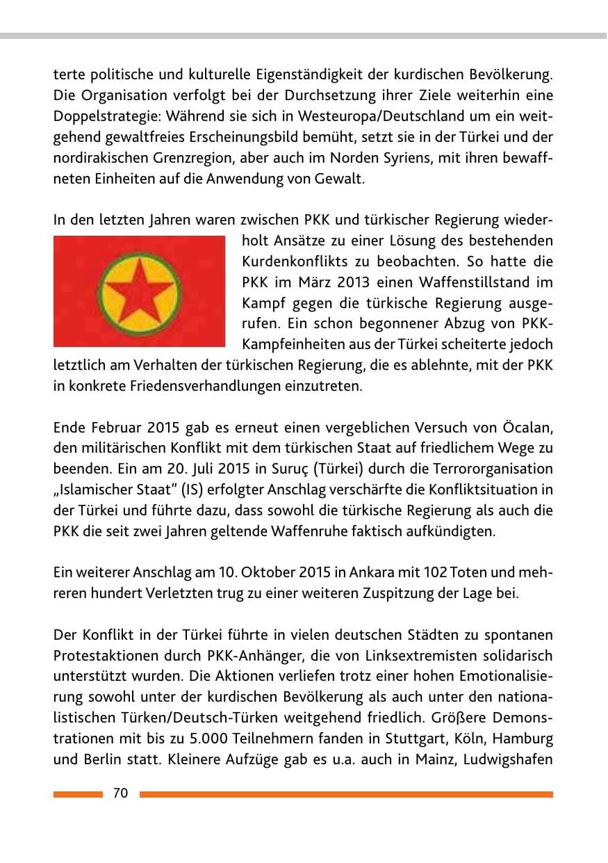 Seite 72 des Verfassungsschutzbericht 2015 Rheinland-Pfalz