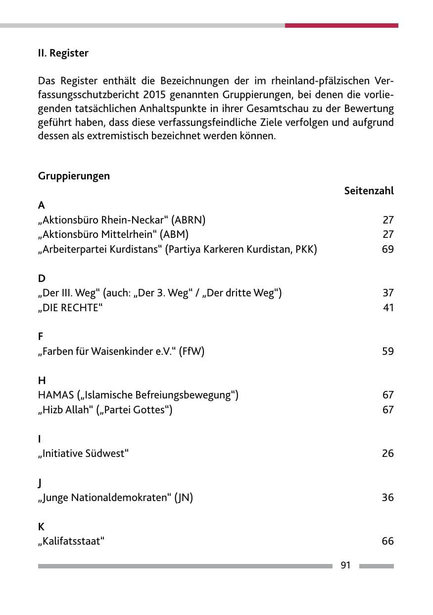 Seite 93 des Verfassungsschutzbericht 2015 Rheinland-Pfalz