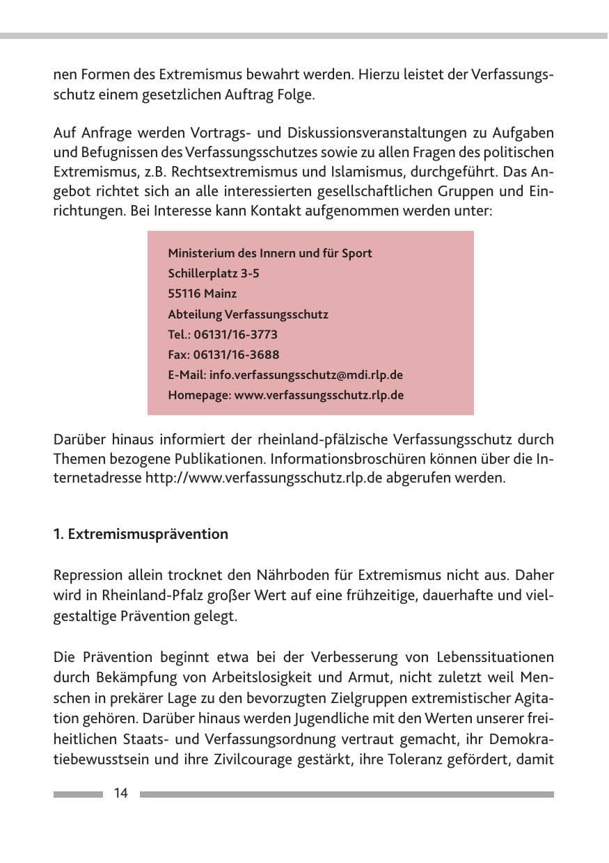 Seite 16 des Verfassungsschutzbericht 2016 Rheinland-Pfalz