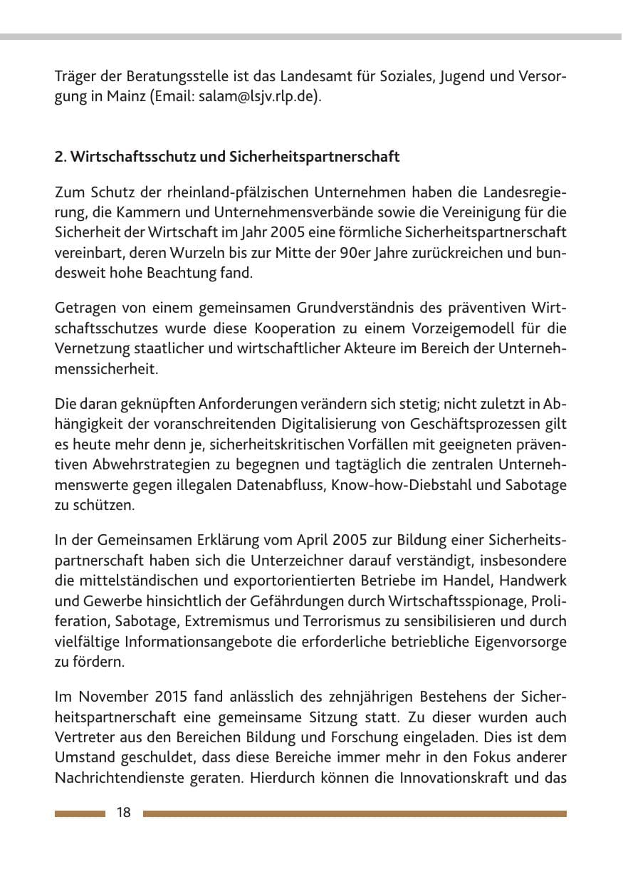 Seite 20 des Verfassungsschutzbericht 2016 Rheinland-Pfalz