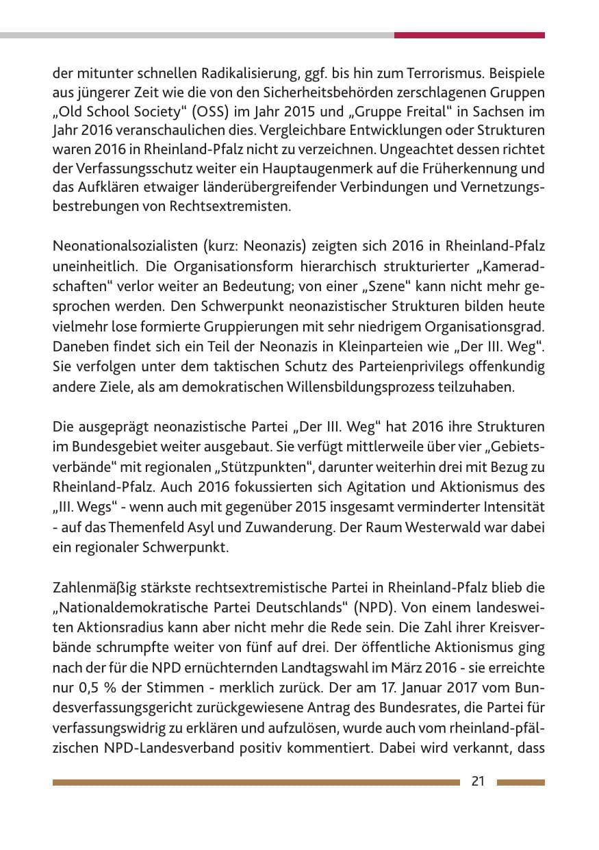 Seite 23 des Verfassungsschutzbericht 2016 Rheinland-Pfalz
