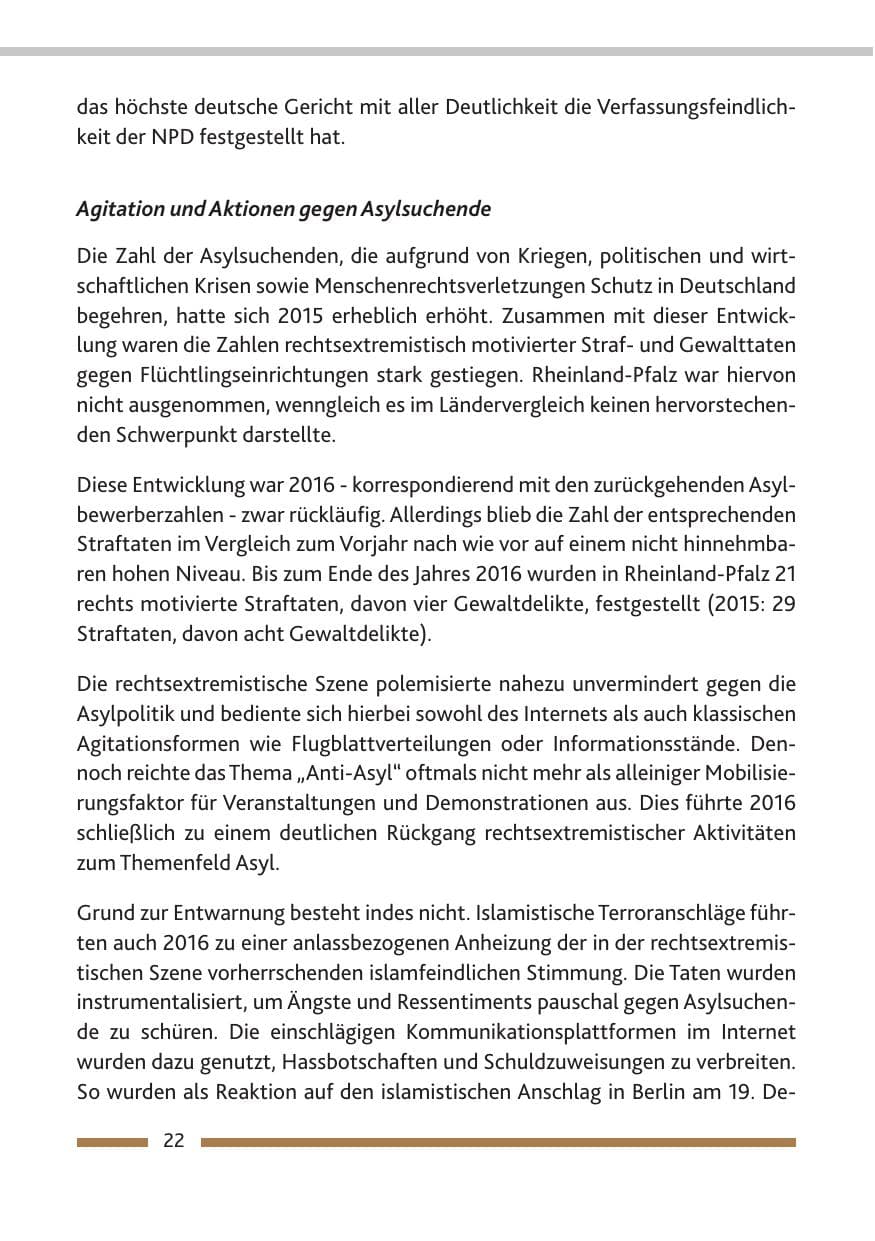 Seite 24 des Verfassungsschutzbericht 2016 Rheinland-Pfalz