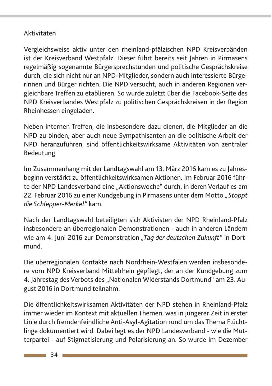Seite 36 des Verfassungsschutzbericht 2016 Rheinland-Pfalz