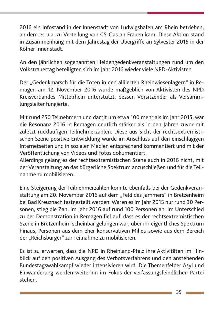 Seite 37 des Verfassungsschutzbericht 2016 Rheinland-Pfalz