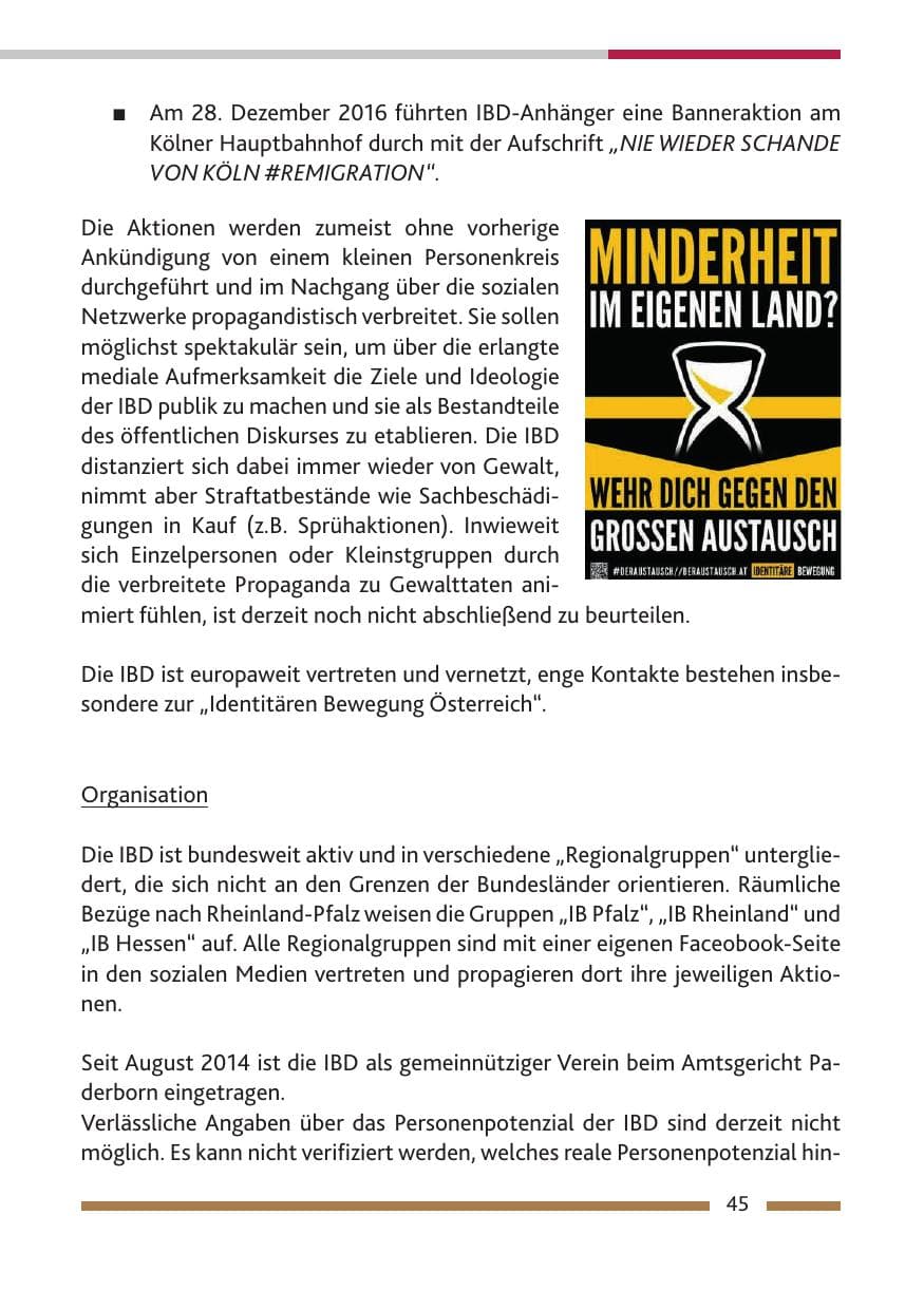Seite 47 des Verfassungsschutzbericht 2016 Rheinland-Pfalz