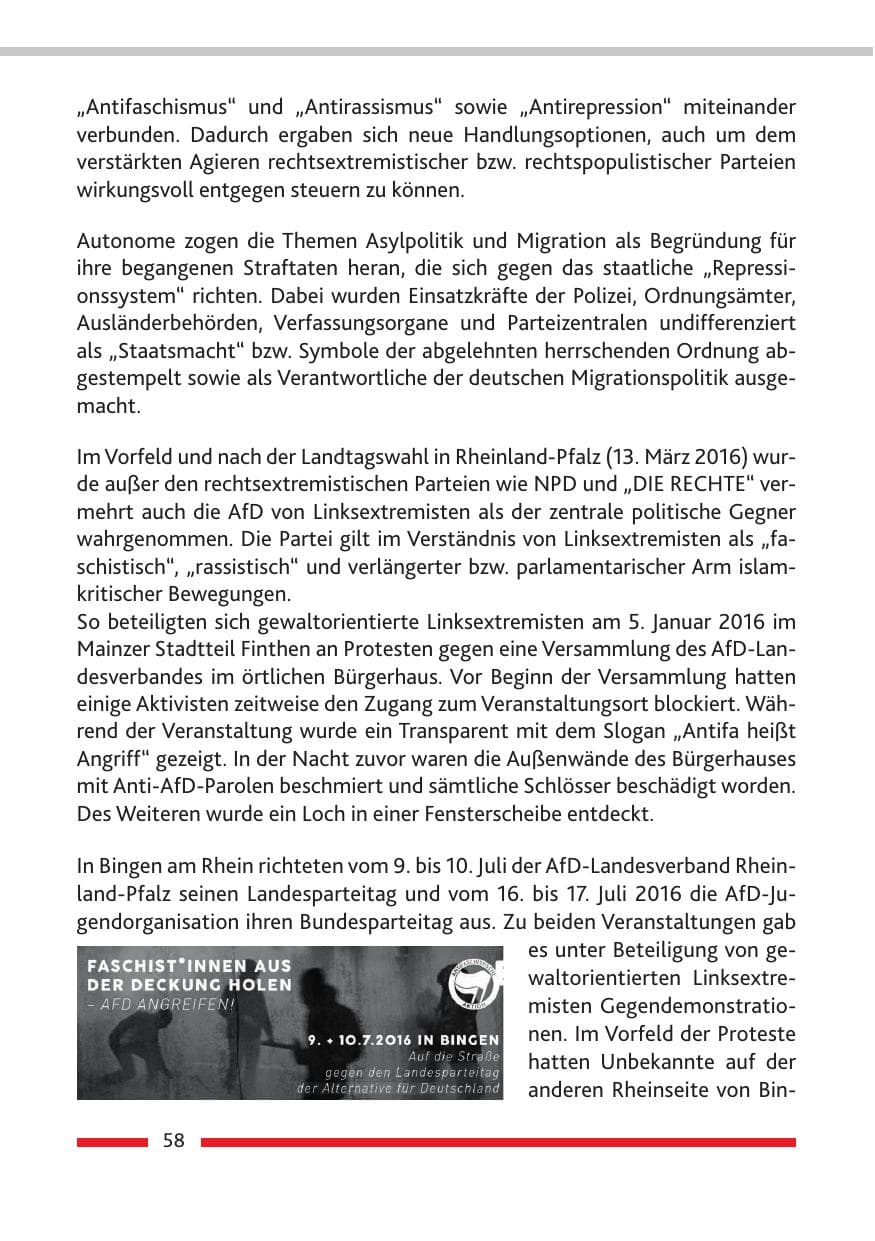 Seite 60 des Verfassungsschutzbericht 2016 Rheinland-Pfalz