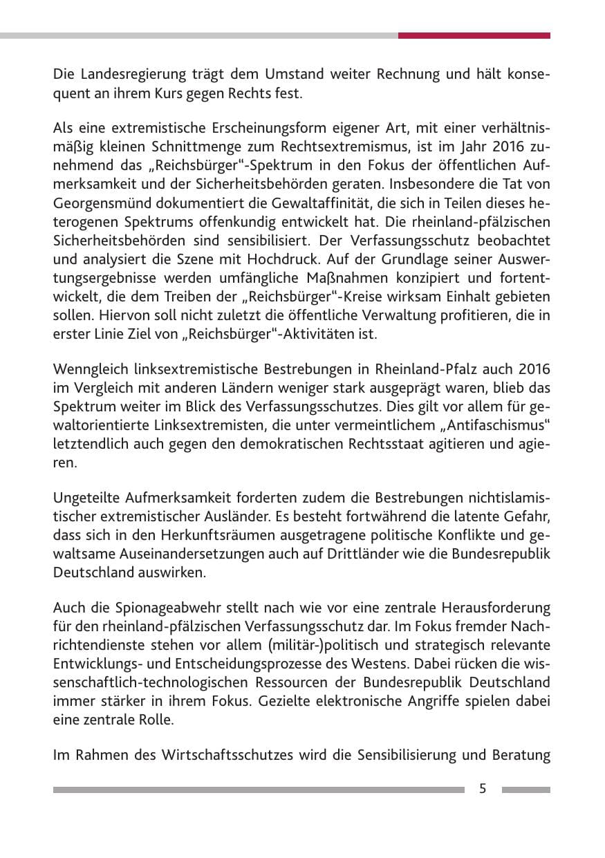 Seite 7 des Verfassungsschutzbericht 2016 Rheinland-Pfalz