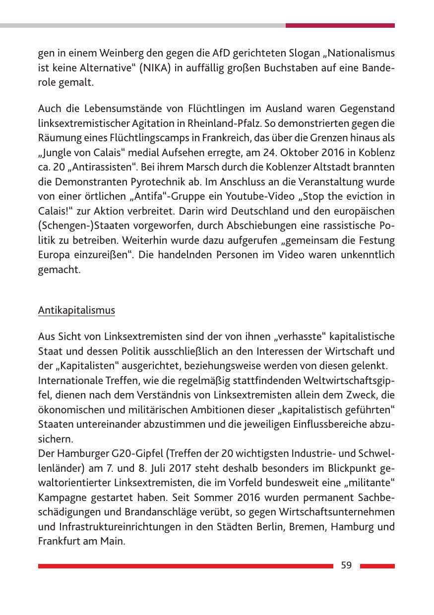 Seite 61 des Verfassungsschutzbericht 2016 Rheinland-Pfalz