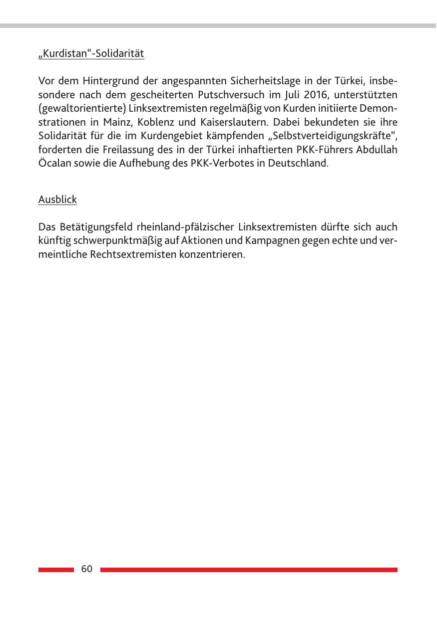 Seite 62 des Verfassungsschutzbericht 2016 Rheinland-Pfalz