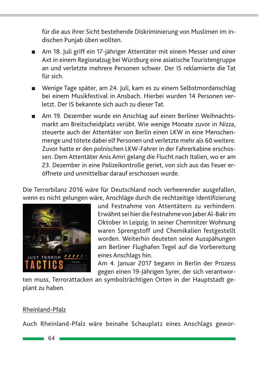 Seite 66 des Verfassungsschutzbericht 2016 Rheinland-Pfalz