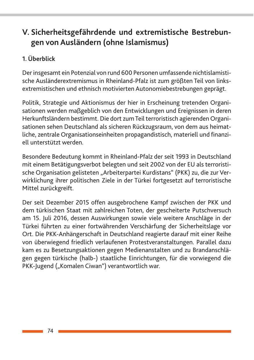 Seite 76 des Verfassungsschutzbericht 2016 Rheinland-Pfalz