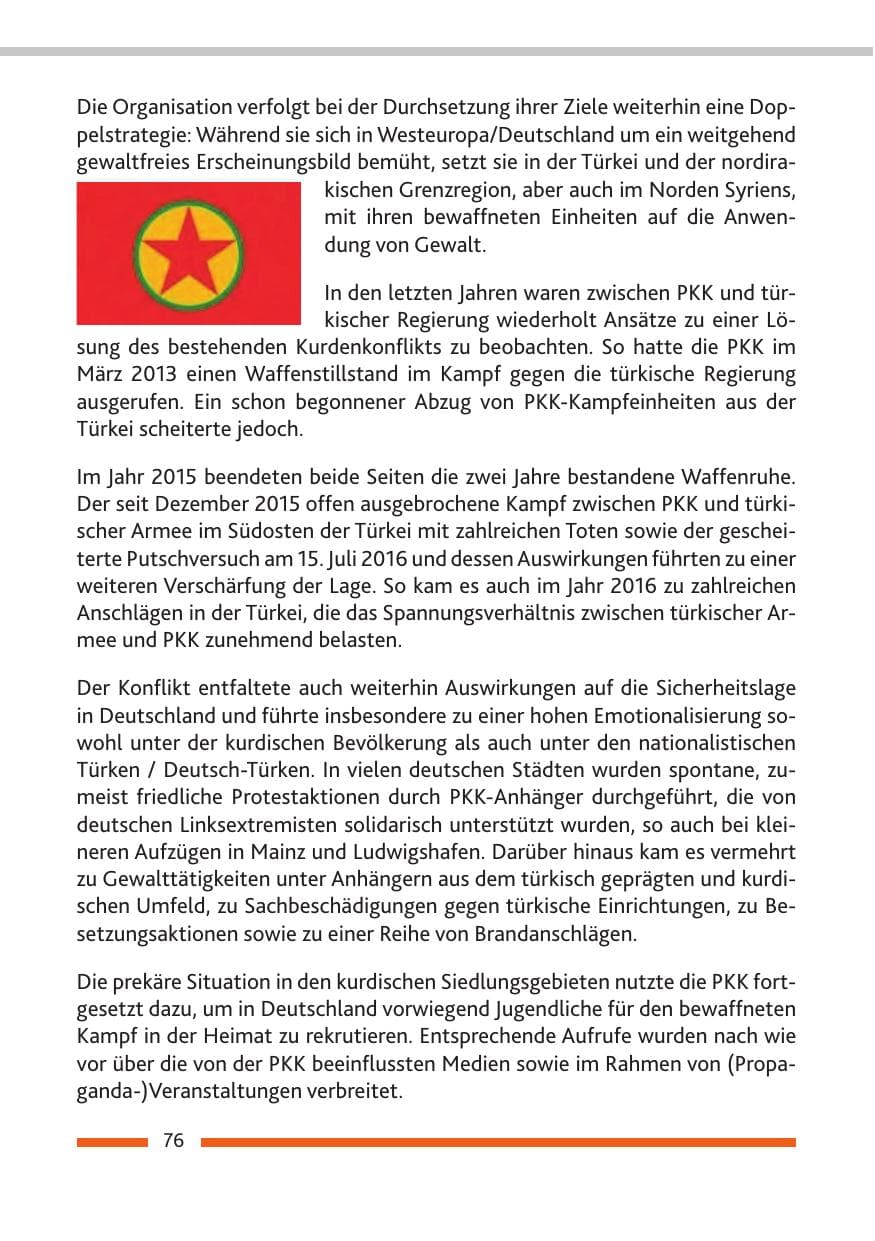 Seite 78 des Verfassungsschutzbericht 2016 Rheinland-Pfalz