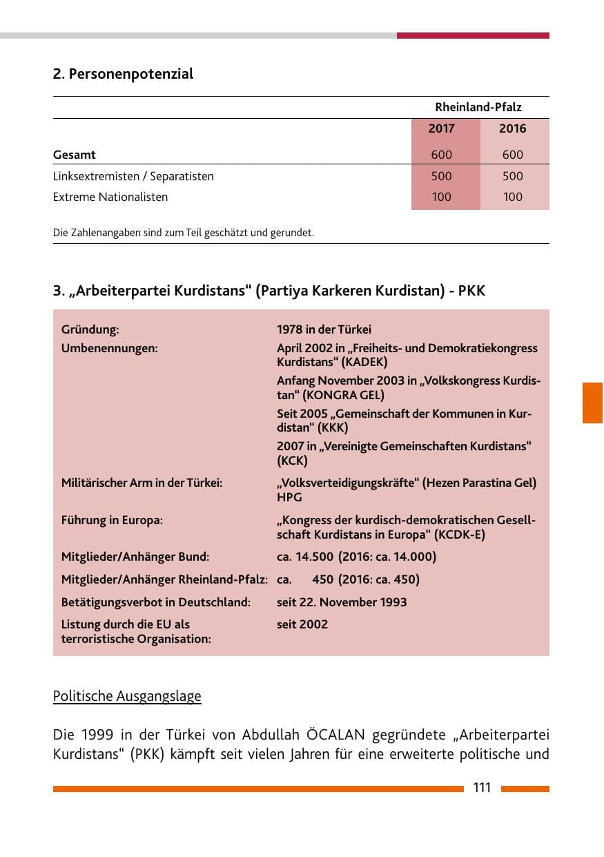 Seite 111 des Verfassungsschutzbericht 2017 Rheinland-Pfalz
