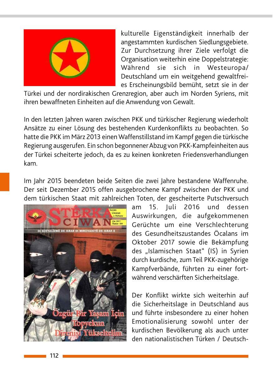 Seite 112 des Verfassungsschutzbericht 2017 Rheinland-Pfalz