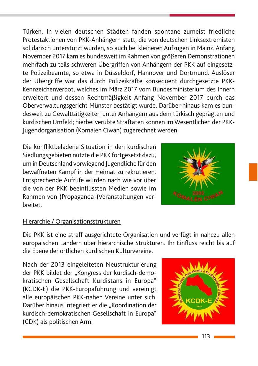 Seite 113 des Verfassungsschutzbericht 2017 Rheinland-Pfalz