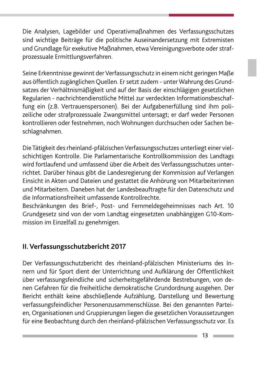 Seite 13 des Verfassungsschutzbericht 2017 Rheinland-Pfalz