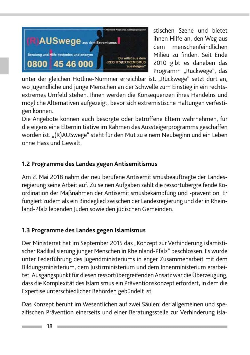 Seite 18 des Verfassungsschutzbericht 2017 Rheinland-Pfalz