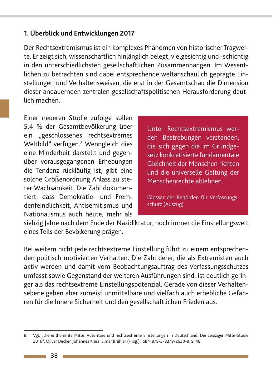 Seite 38 des Verfassungsschutzbericht 2017 Rheinland-Pfalz