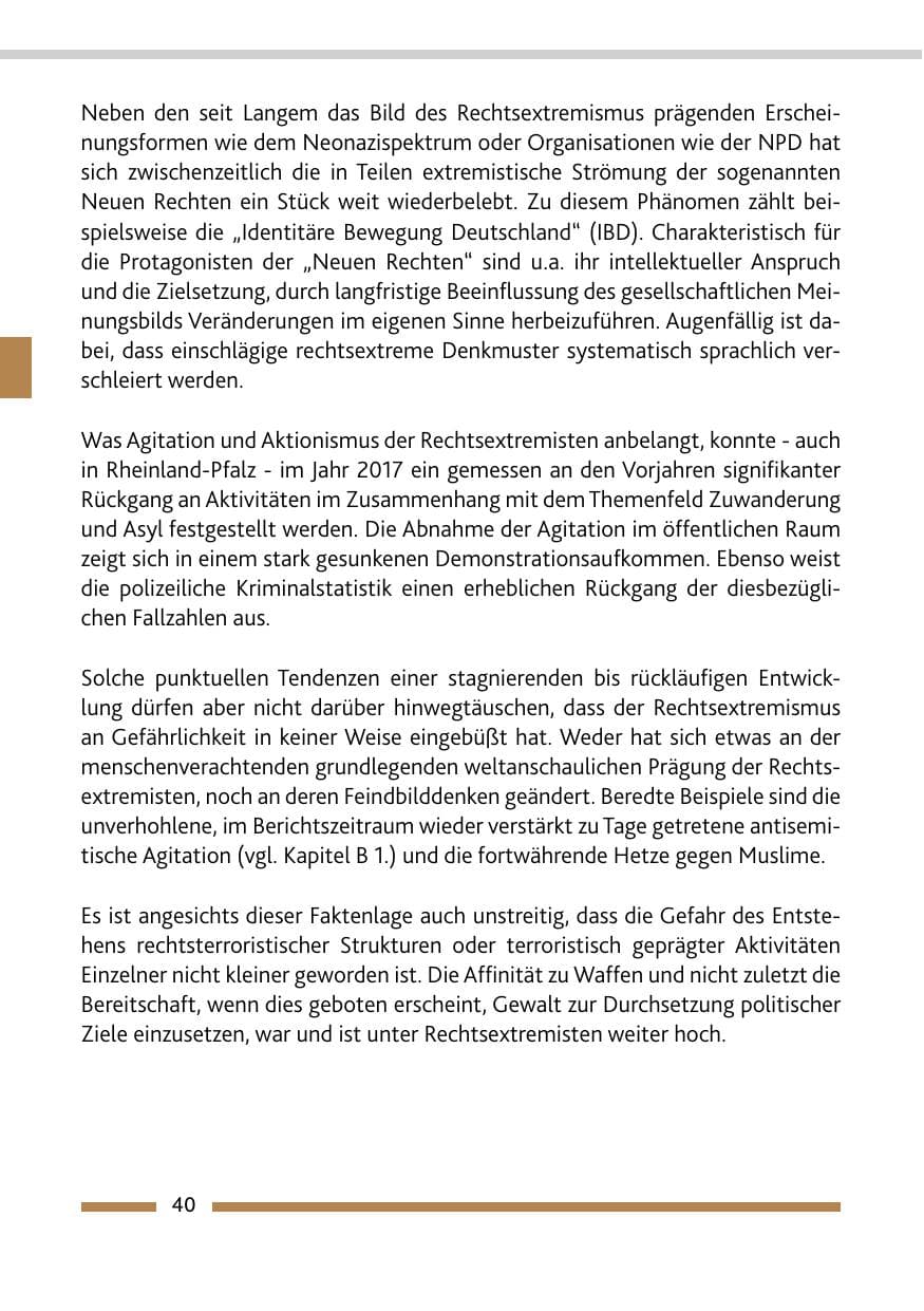 Seite 40 des Verfassungsschutzbericht 2017 Rheinland-Pfalz