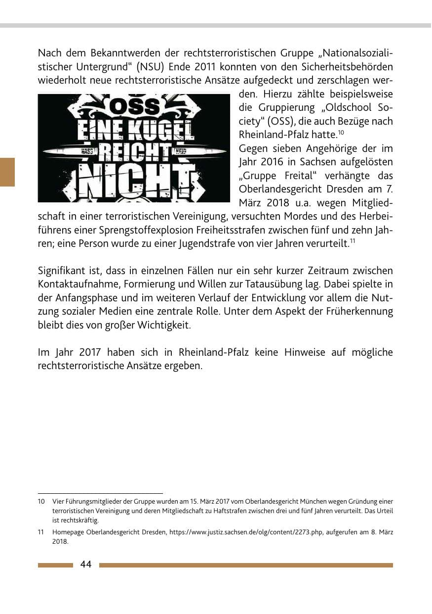 Seite 44 des Verfassungsschutzbericht 2017 Rheinland-Pfalz