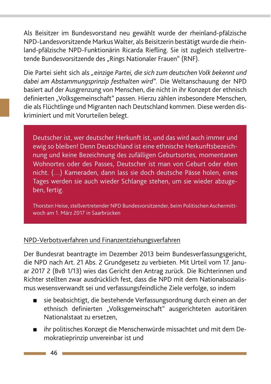 Seite 46 des Verfassungsschutzbericht 2017 Rheinland-Pfalz