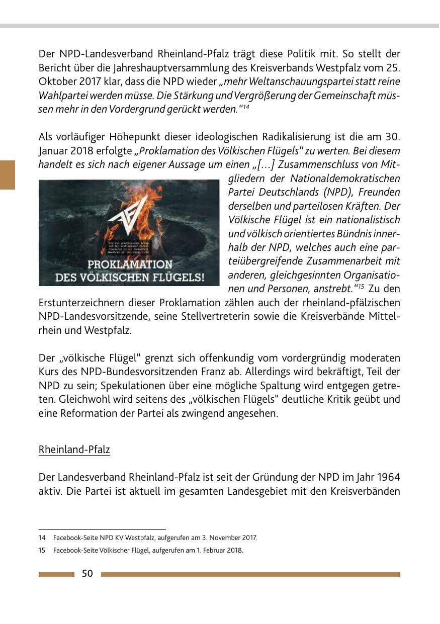 Seite 50 des Verfassungsschutzbericht 2017 Rheinland-Pfalz