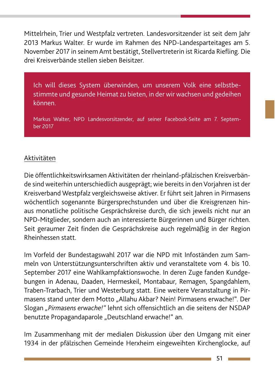 Seite 51 des Verfassungsschutzbericht 2017 Rheinland-Pfalz
