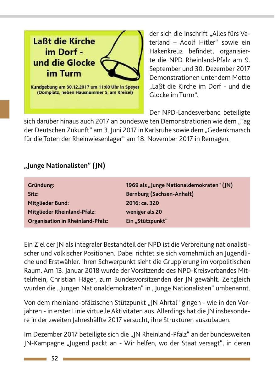 Seite 52 des Verfassungsschutzbericht 2017 Rheinland-Pfalz
